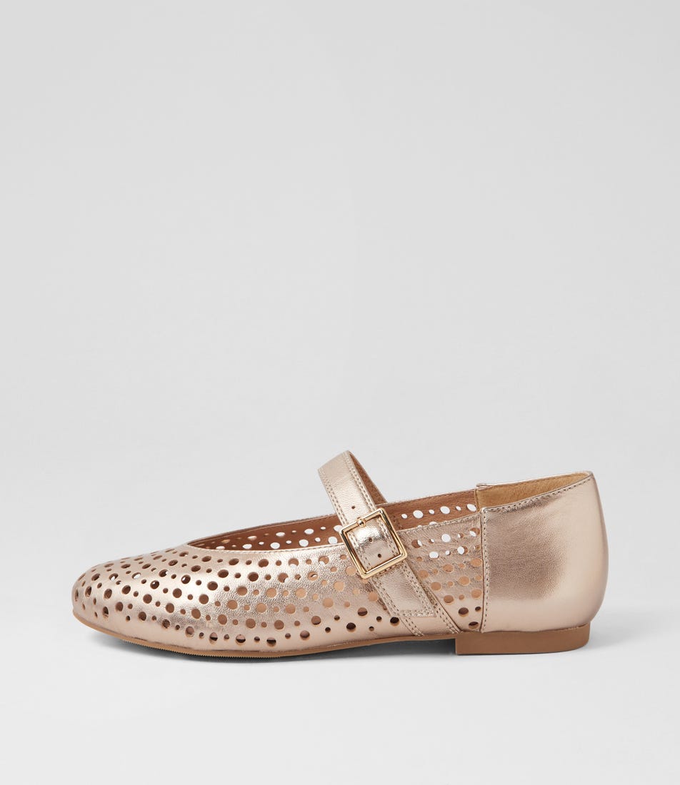 Chacha Xf Champagne Leather Flat Shoes