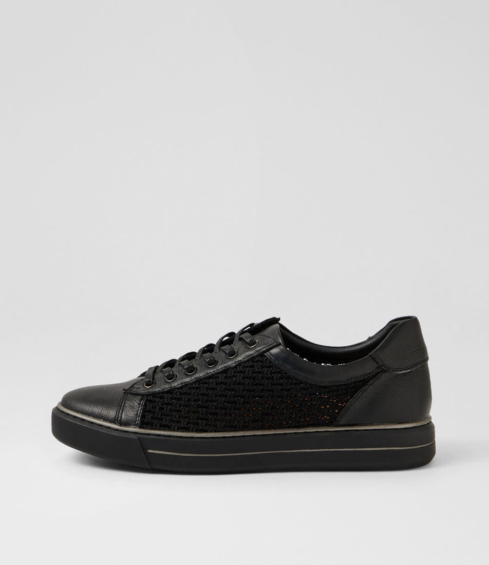 Kiffy W Black Leather Sneakers