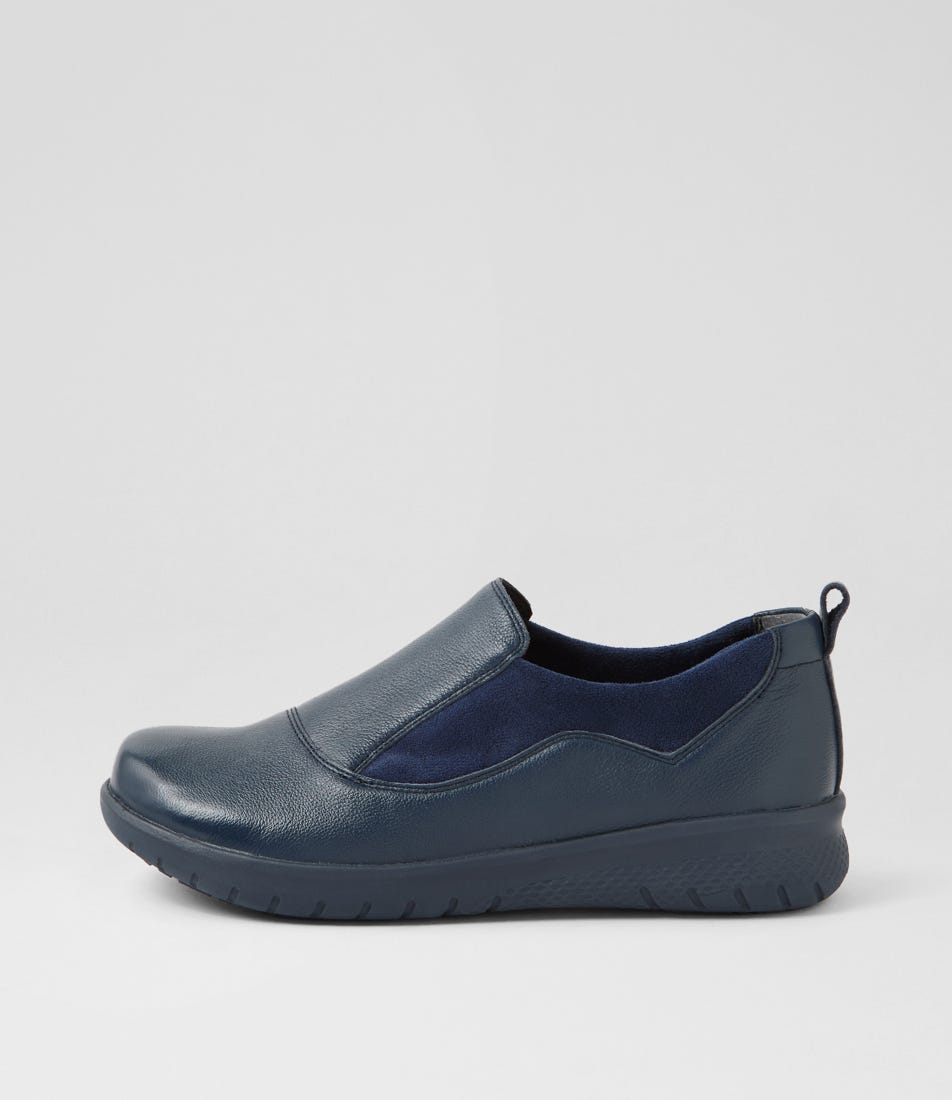 Sinnie Xf Navy Leather Stretch Microsuede Flat Shoes