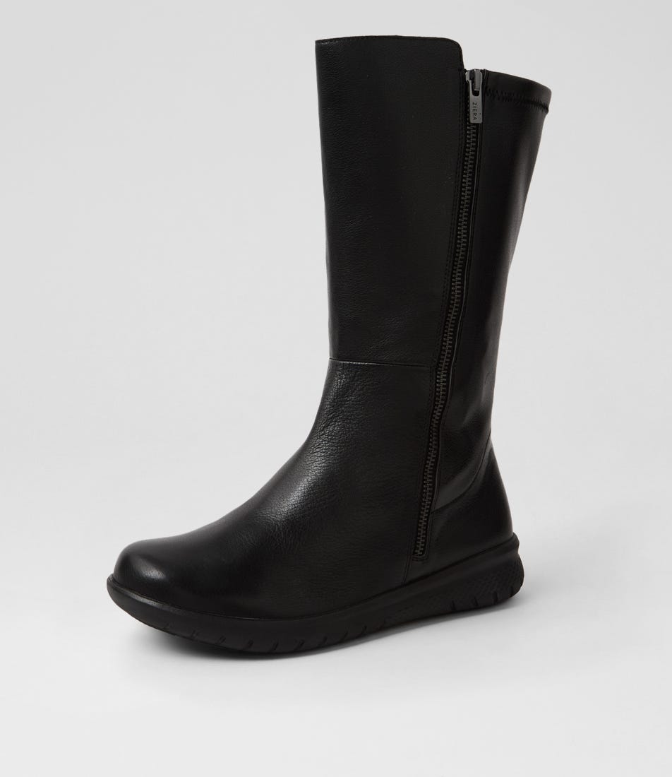 Shindigity Xf Black Leather Stretch Calf Boots by Ziera