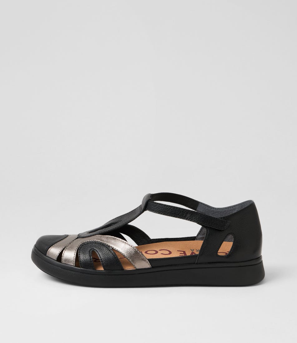 Demna Xf Black Pewter Leather Flat Shoes