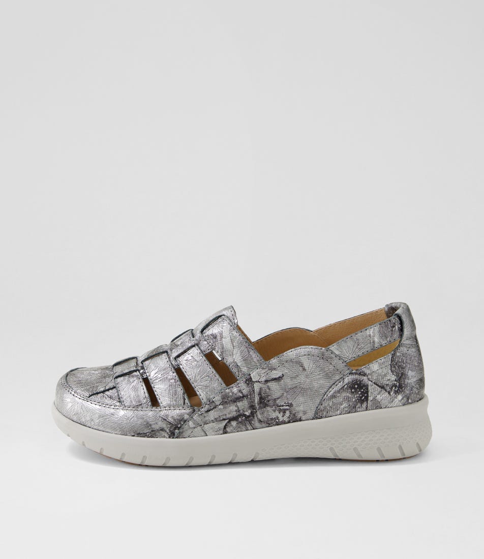 Salma Xw Pewter Fireworks Leather Flat Shoes