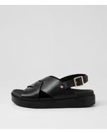 Geloe W Black Leather Sandals