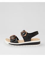 Gathas W Black Leather Sandals