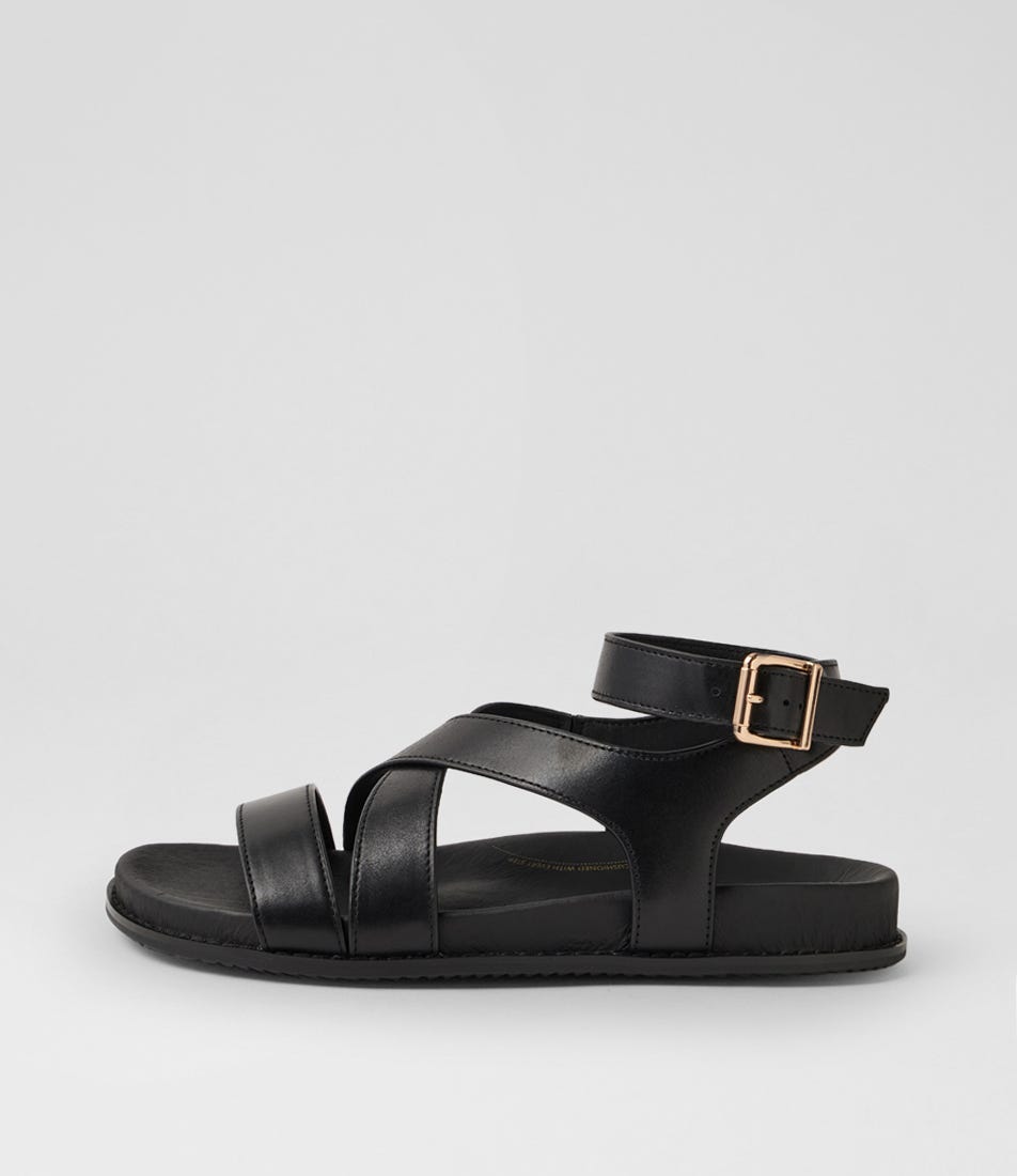 Herra W Black Leather Sandals
