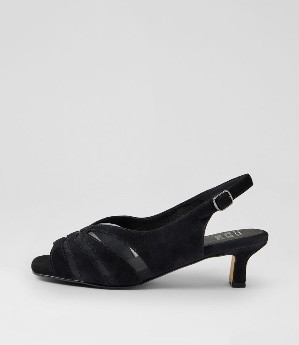 Itta Xw Black Suede Mesh Sandals