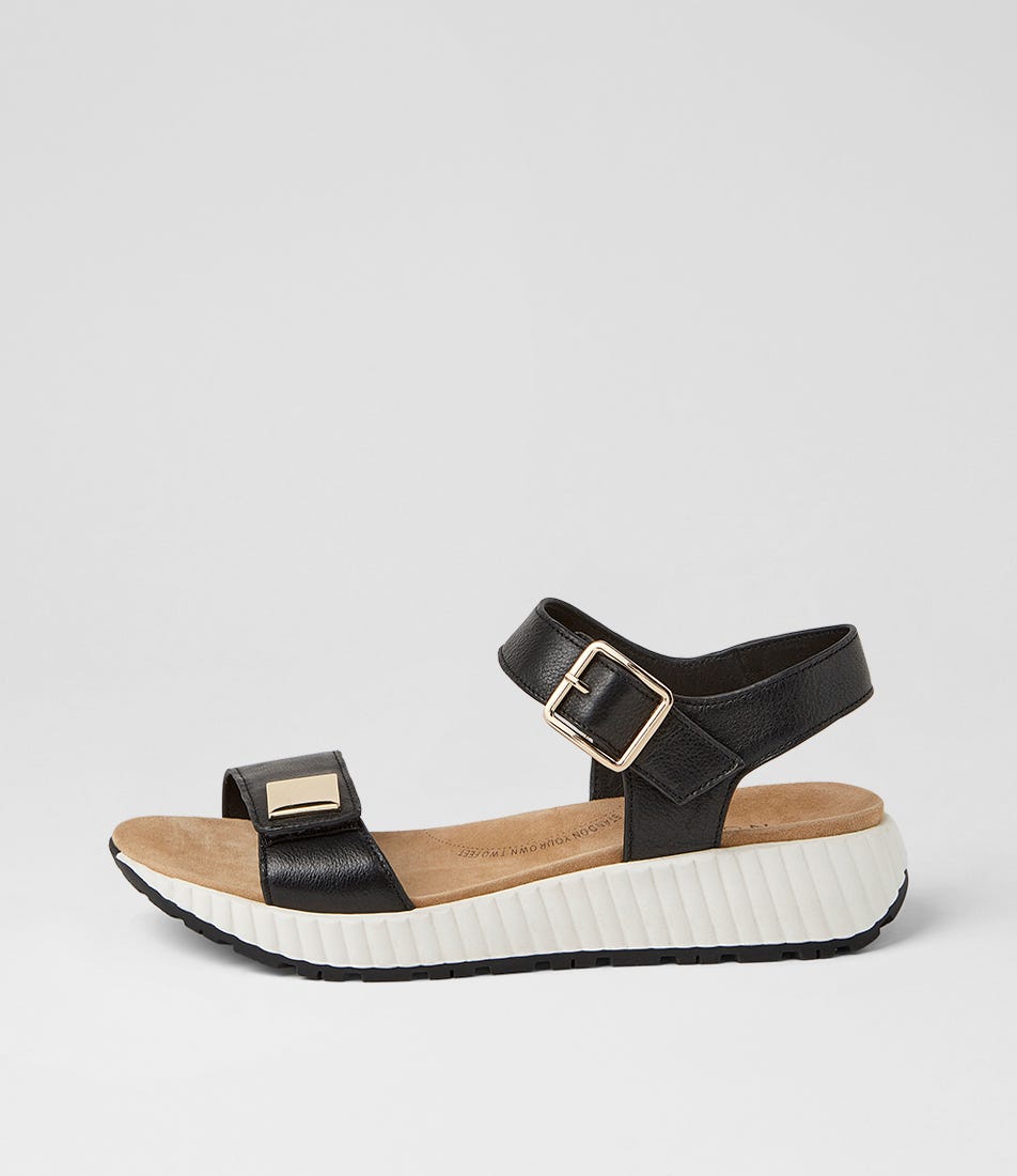 Littla W Black White Leather Sandals