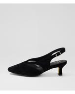Osgood Xw Black Suede Mesh Slingback Heels