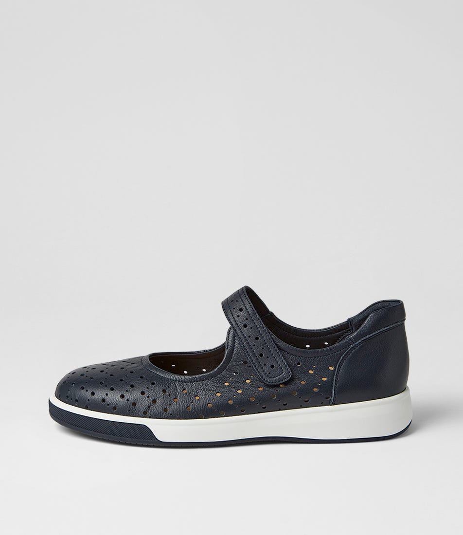 Antho Xf Navy Leather Flat Shoes