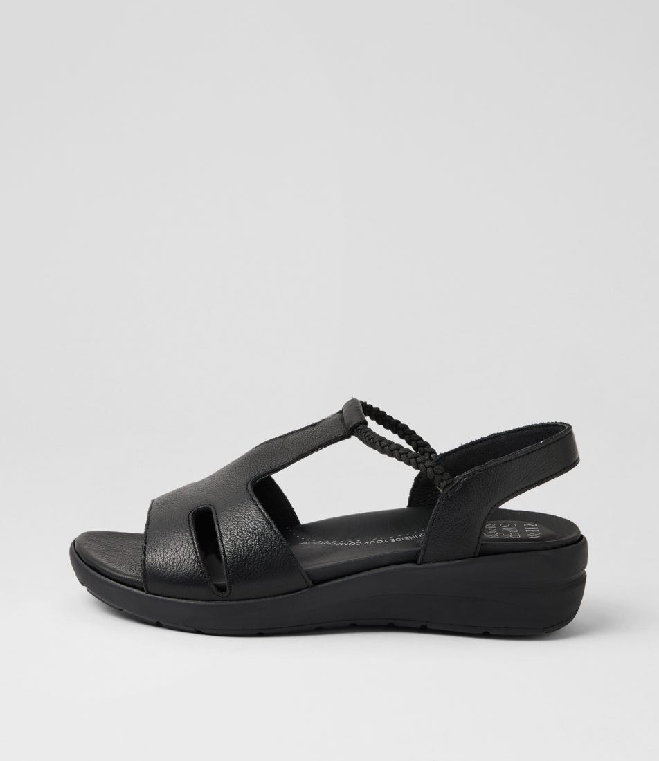 Novol Xw Black Leather Sandals