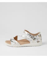 Rolle Xw White Black Croc Leather Sandals