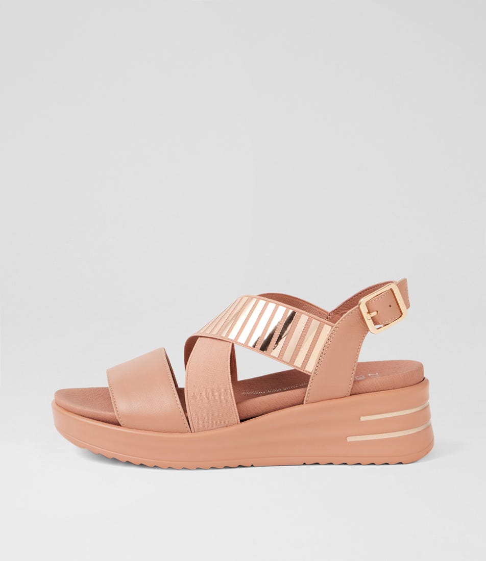 Solle Xw Cafe Rose Gold Leather Sandals