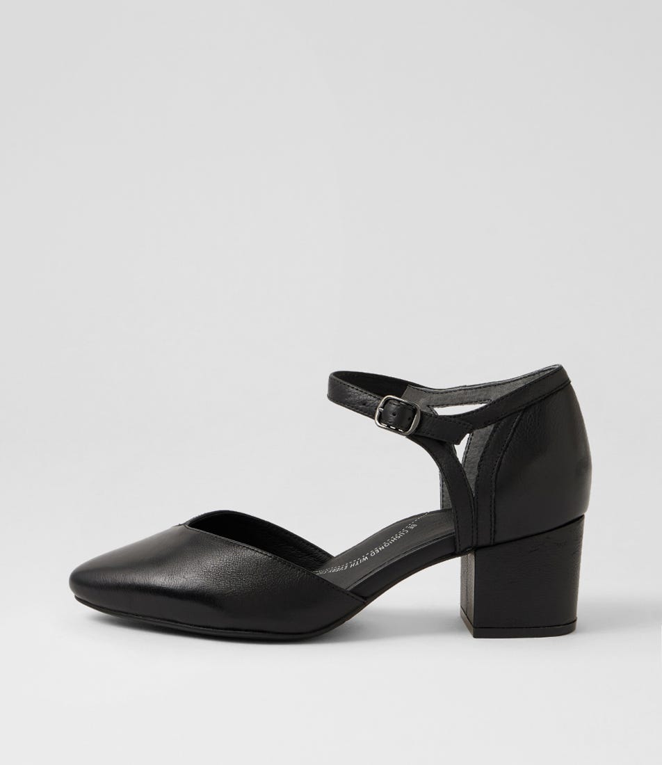 Vetto Xw Black Leather Mary Jane Heels
