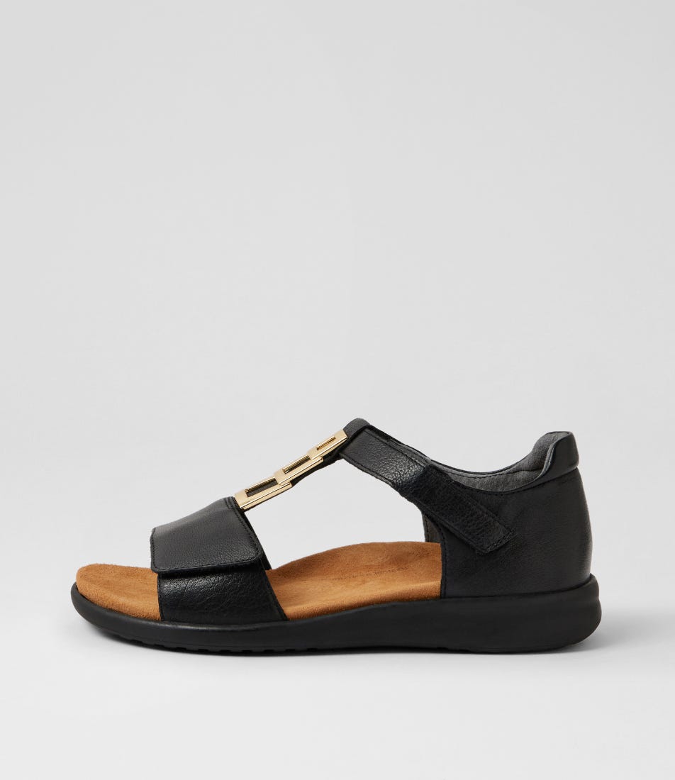 Briel Xw Black Leather Sandals