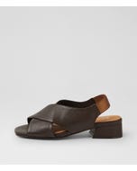 Melula W Choc Leather Elastic Sandals